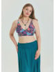 Lace Up Open Back Adjustable Blue Plus Size Blouse 4659